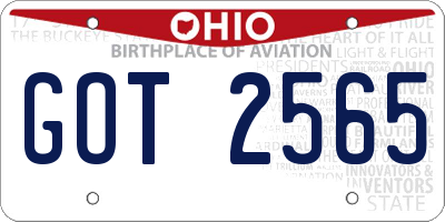 OH license plate GOT2565