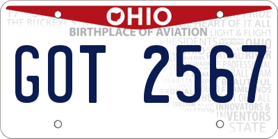 OH license plate GOT2567