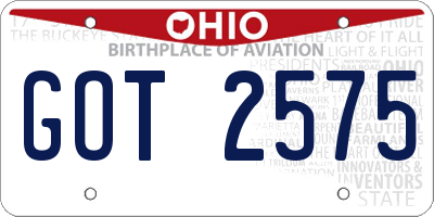 OH license plate GOT2575