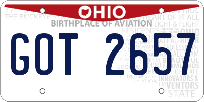 OH license plate GOT2657