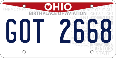 OH license plate GOT2668