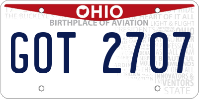 OH license plate GOT2707
