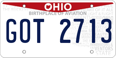 OH license plate GOT2713