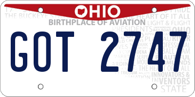 OH license plate GOT2747