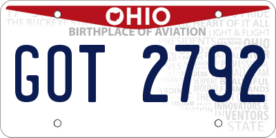 OH license plate GOT2792