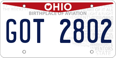 OH license plate GOT2802
