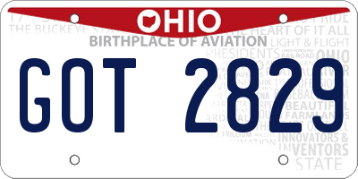 OH license plate GOT2829