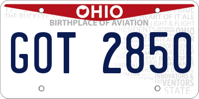 OH license plate GOT2850