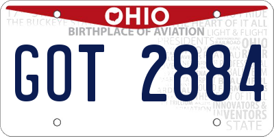 OH license plate GOT2884