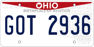 OH license plate GOT2936