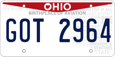 OH license plate GOT2964