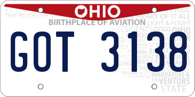 OH license plate GOT3138