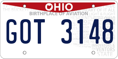 OH license plate GOT3148