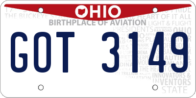 OH license plate GOT3149