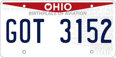 OH license plate GOT3152
