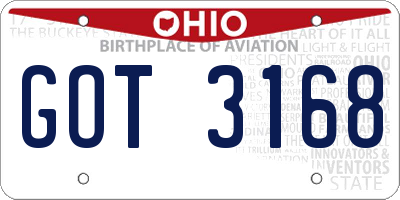 OH license plate GOT3168