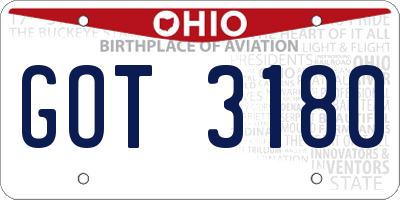 OH license plate GOT3180