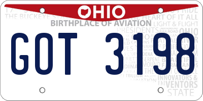 OH license plate GOT3198