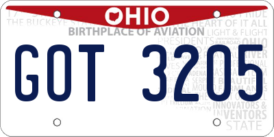 OH license plate GOT3205