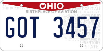OH license plate GOT3457
