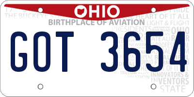 OH license plate GOT3654