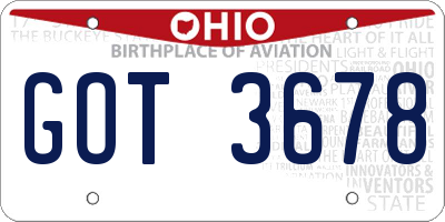 OH license plate GOT3678