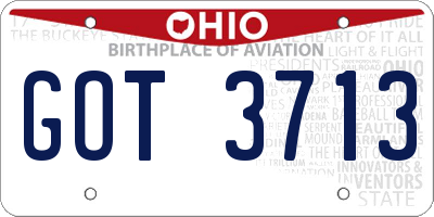 OH license plate GOT3713