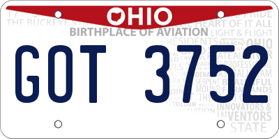 OH license plate GOT3752