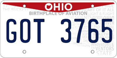 OH license plate GOT3765