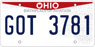 OH license plate GOT3781