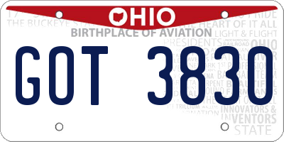 OH license plate GOT3830