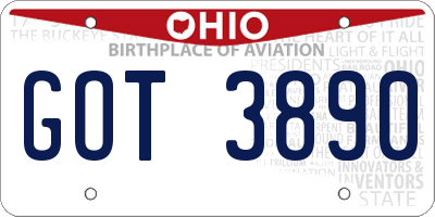 OH license plate GOT3890