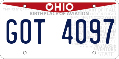 OH license plate GOT4097
