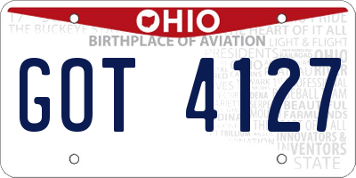 OH license plate GOT4127