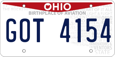OH license plate GOT4154