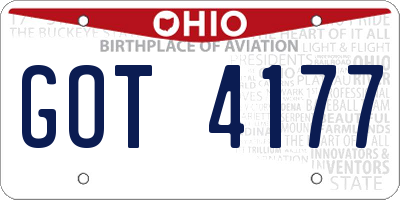 OH license plate GOT4177