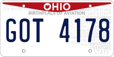 OH license plate GOT4178