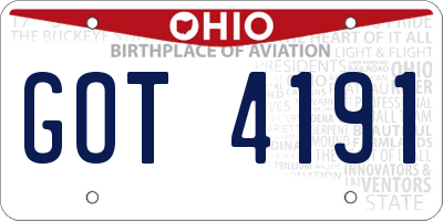OH license plate GOT4191