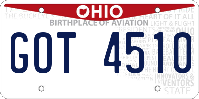 OH license plate GOT4510
