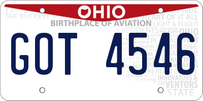 OH license plate GOT4546