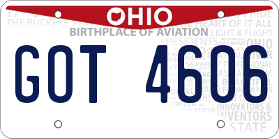 OH license plate GOT4606