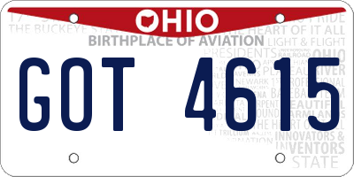 OH license plate GOT4615