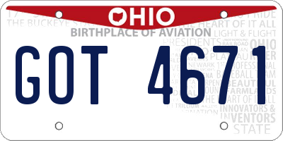 OH license plate GOT4671