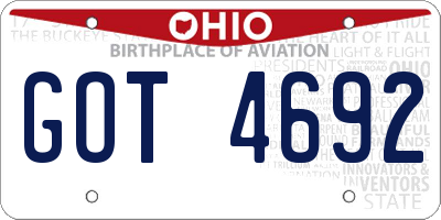 OH license plate GOT4692