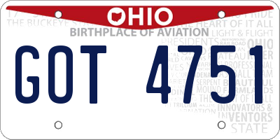 OH license plate GOT4751
