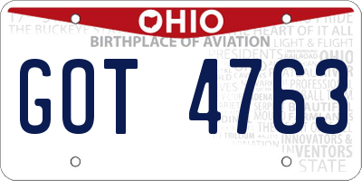 OH license plate GOT4763