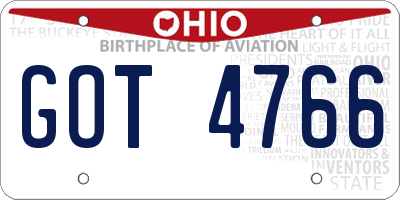 OH license plate GOT4766