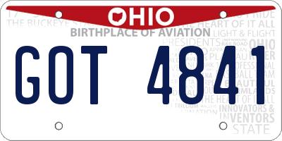 OH license plate GOT4841