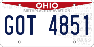 OH license plate GOT4851