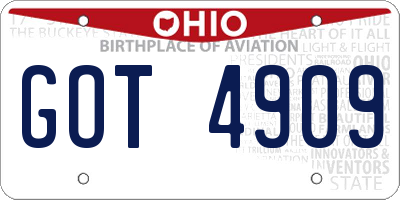 OH license plate GOT4909